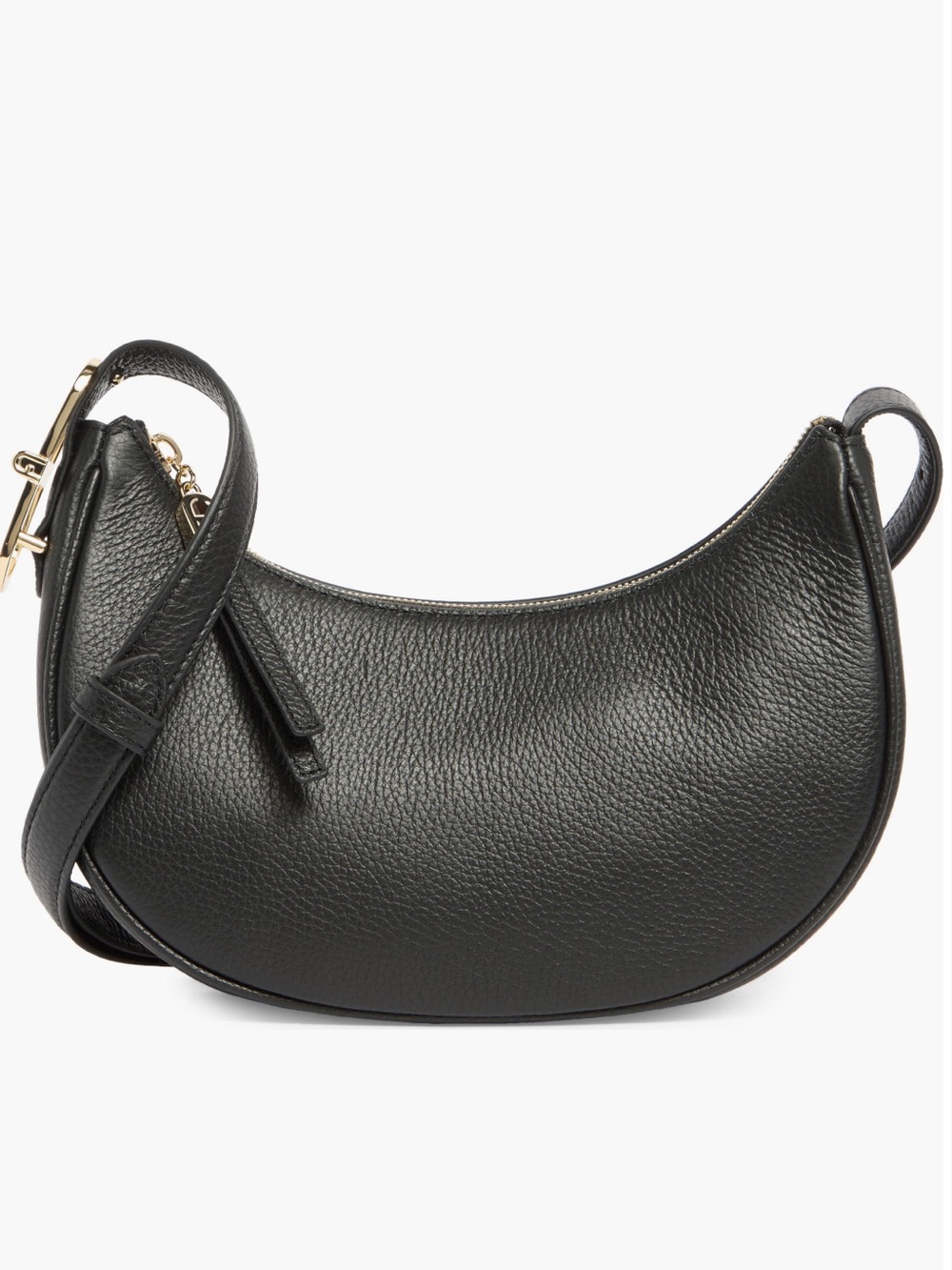 Furla Mialuna leather crossbody shoulder black leather crescent handbag bag